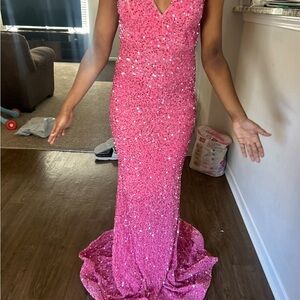 Pink sequin prom dress (Size 4)